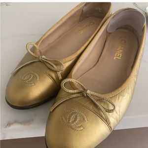 Chanel ballerina gold  shoes size 39.5 European